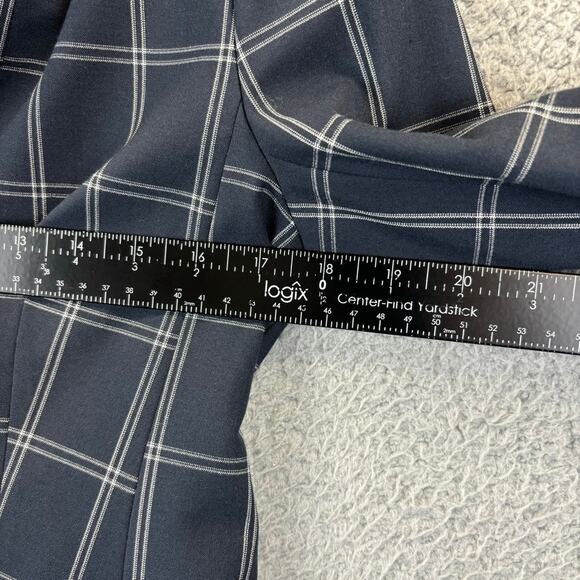 Banana Republic Blazer Womens 2 Navy Academia Preppy Business Plaid Windowpane - Picture 9 of 12